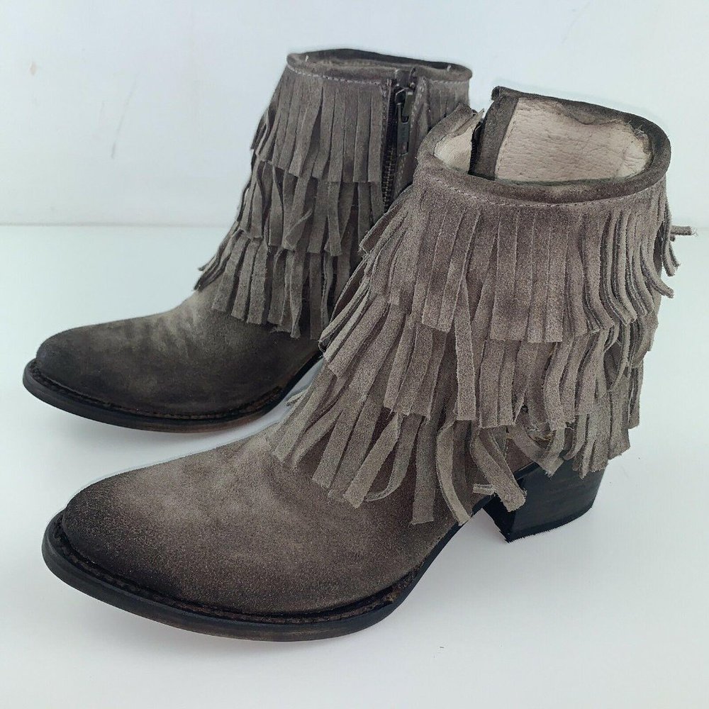 Freebird Belle Boots 7 Taupe Brown Leather Suede - Picture 2 of 12